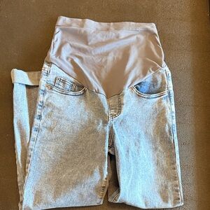 Women's Blue Maternity Jeans with stretch panel High Waisted size Maternity S